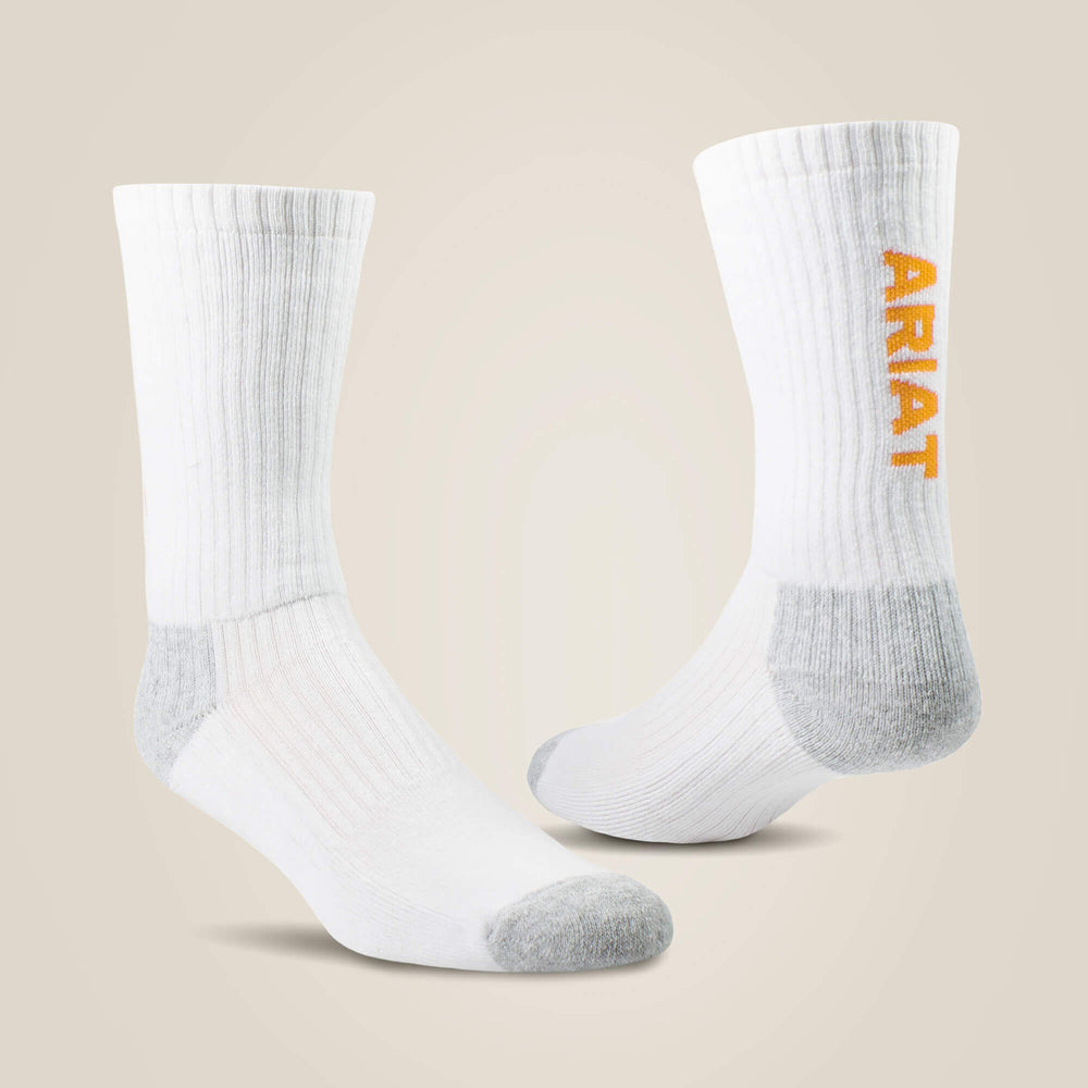 Ariat Men|Women / Premium Ringspun Cotton Crew Work Sock 3 Pair Pack