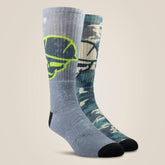 Ariat Men|Women / Roughneck Graphic Crew Work Sock 2 Pair Multi Color Pack