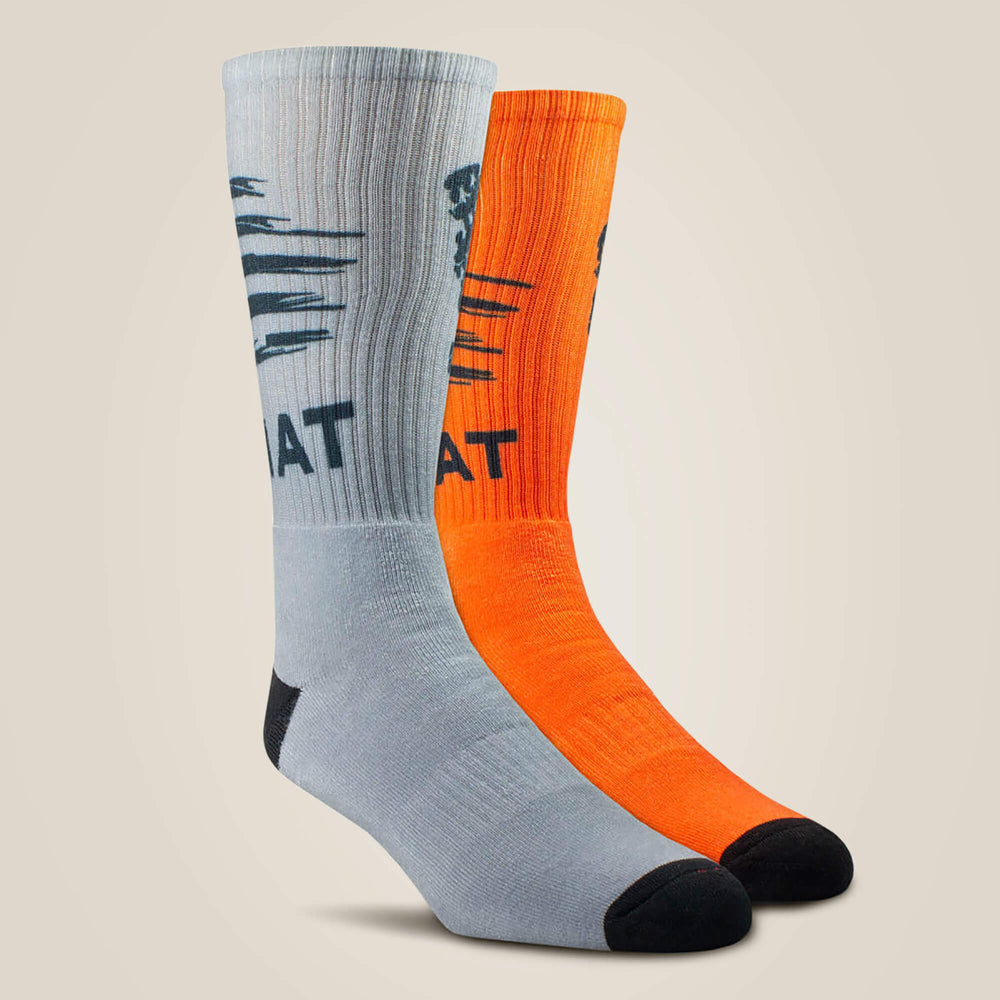 Ariat Men / Patriot Graphic Crew Work Sock 2 Pair Multi Color Pack