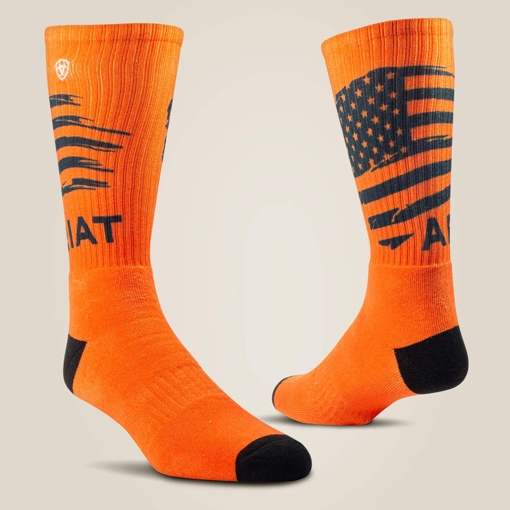 Ariat Men / Patriot Graphic Crew Work Sock 2 Pair Multi Color Pack